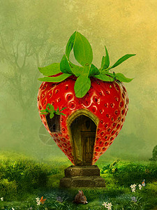 草莓PNG魔法的草莓屋设计图片