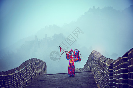 中国刀马旦女性长城图片素材
