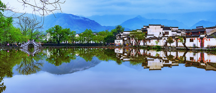 宏村民居徽派建筑村落背景