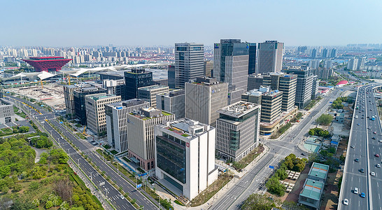 航拍上海城市建筑背景图片