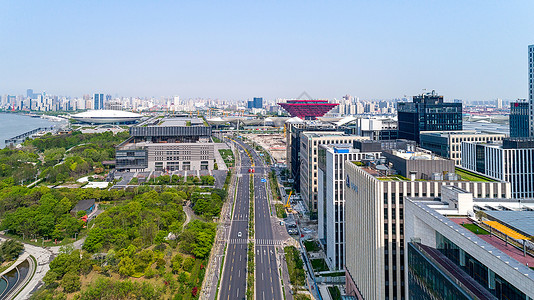 航拍上海城市建筑背景图片