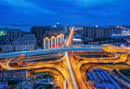 武汉城市立交桥夜景背景图片