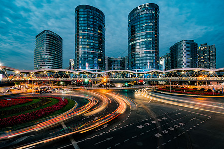 城市车流夜景上海高清图片素材
