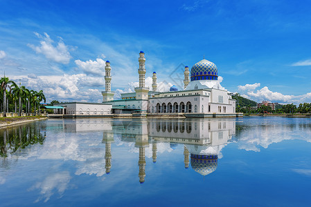 马来西亚清真寺水上清真寺背景