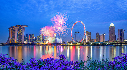 2020起飞新加坡滨海湾烟火背景