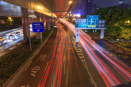 智能交通灯城市夜景车流背景