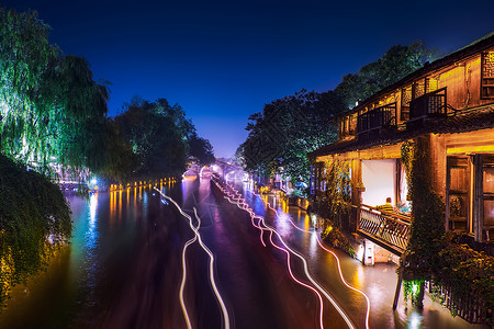 杭州民宿乌镇之夜背景