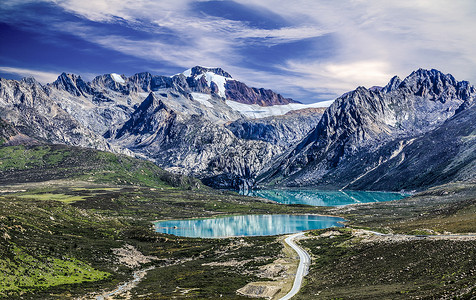 湖泊雪山西藏川藏线风光背景