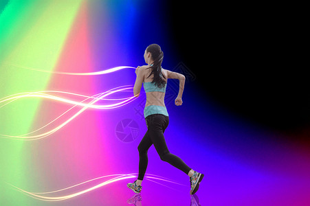 跳舞的女生梦幻背景下跑步的女生设计图片