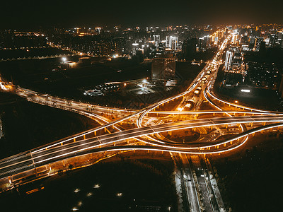 城市立交桥夜景俯拍高清图片素材