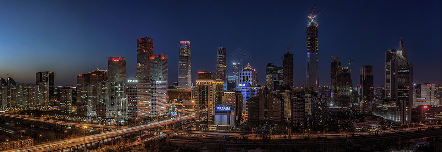 北京城市夜景北京CBD全景背景