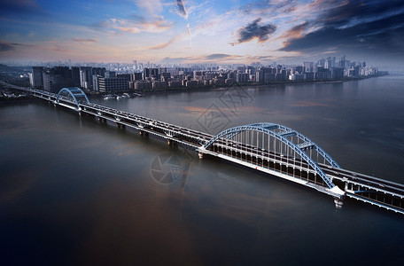 大桥与城市全景图片素材