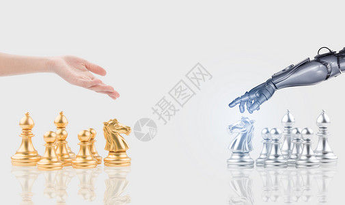 商务休闲办公下国际象棋的机器人设计图片