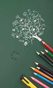 叶环绕标志开枝散叶的铅笔设计图片