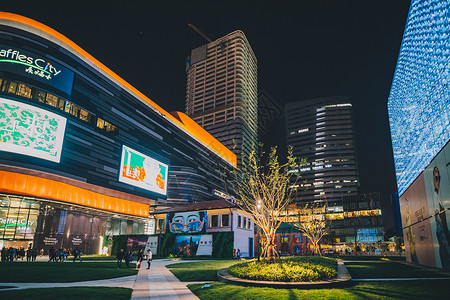 商业广场夜景上海商业广场背景