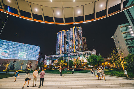 夜景商业广场上海商业广场背景