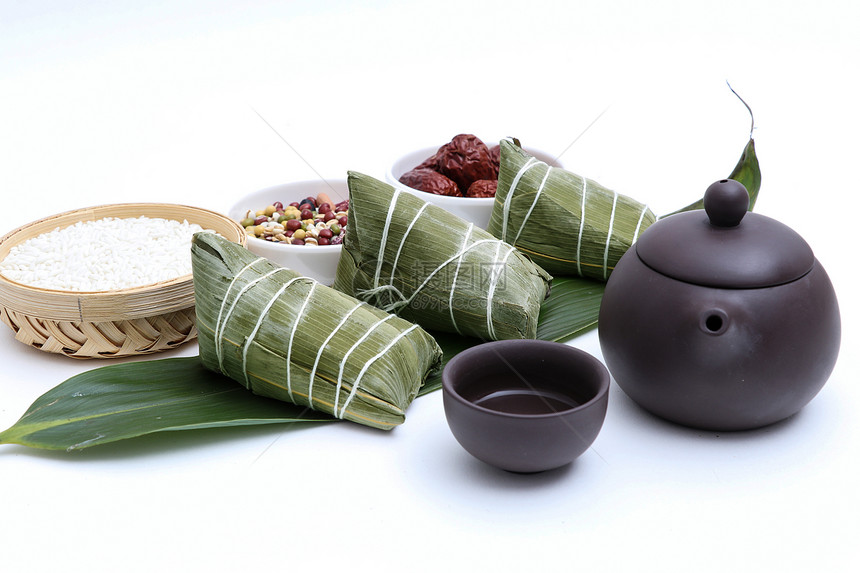 端午节粽子食材茶具红枣图片