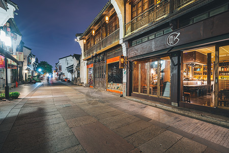 杭州河坊街明亮的杭州清河坊街夜景背景