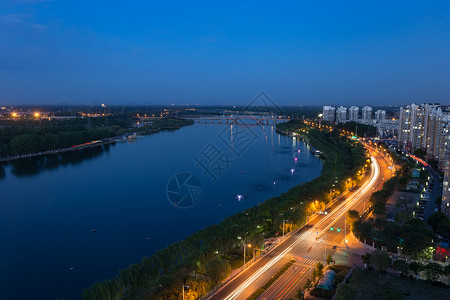 北京城市顺义郊区夜景背景