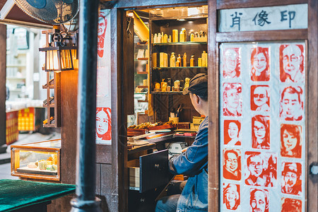 杭州河坊街杭州清河坊街复古小店背景