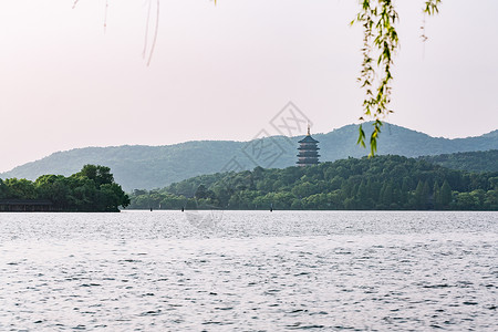 杭州西湖清晨河岸高清图片素材