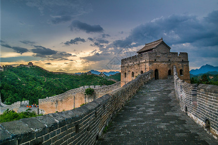 长城日落古代建筑长城图片素材