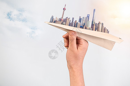 个性纸飞机城市商务科技设计图片