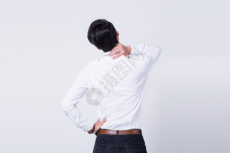脊椎按摩师生病腰酸背痛人物形象背景