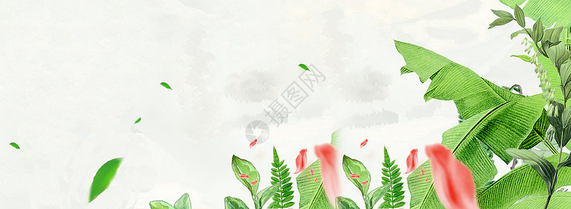 抽象花卉绿色banner设计图片