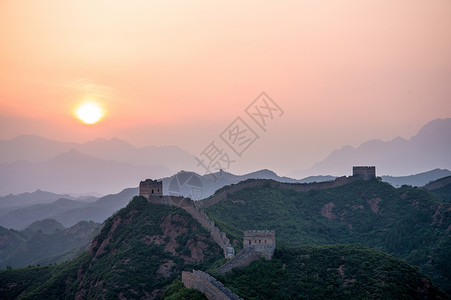 日落的长城景点高清图片素材