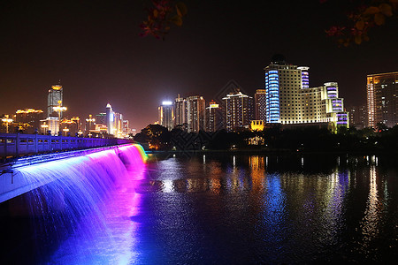 夜景 南宁 华灯初上背景图片