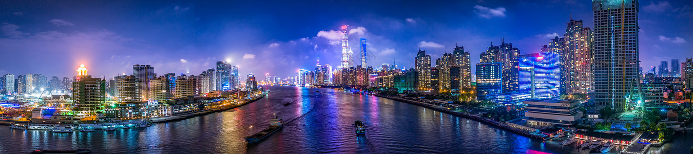 五福临门高清上海的城市夜景高楼大厦背景
