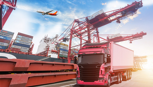 货车装卸港口物流运输设计图片