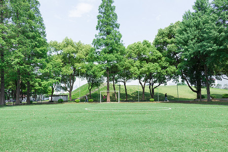 校园大学足球场草地绿的背景图片