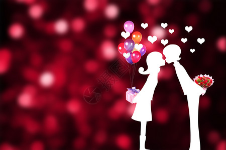 女孩在窗前海报礼物在身后的亲吻的情侣设计图片