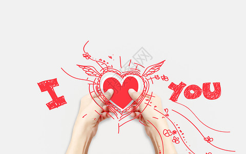 比心可爱情侣放飞的心设计图片