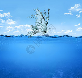 江崖海水蝴蝶与水设计图片