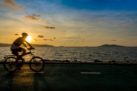 亚庇市马来西亚海滨日落背景