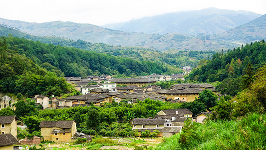 城堡外部福建永定土楼背景