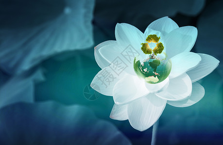 一朵白色花绿色环保科技设计图片