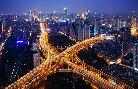 夜景光城市动脉 城市高架桥背景