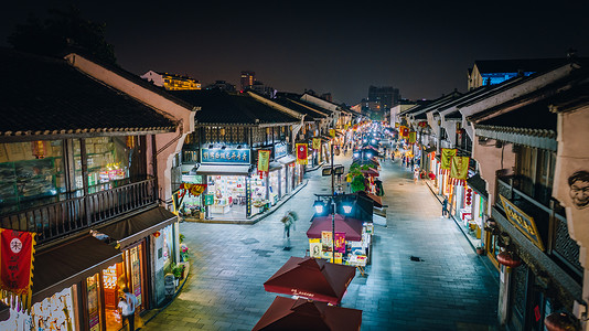 杭州河坊街航拍杭州清河坊街背景