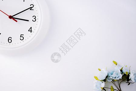 时间与花素材时钟白色背景背景