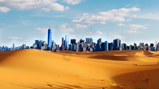 摩洛哥蓝天下的黄金沙漠设计图片