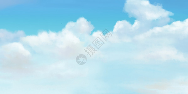 海滩手绘蓝色的天空背景
