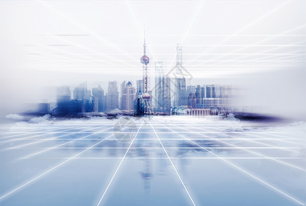 智慧上海科技城市线条设计图片