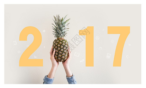 手绘菠萝背景2017背景背景