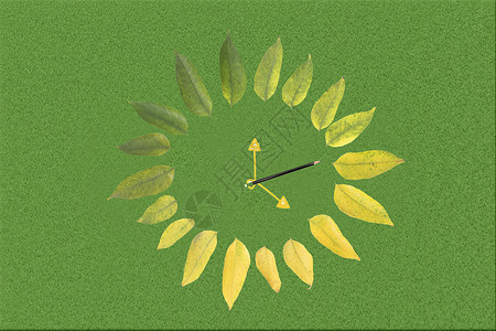 绿色树叶环保时钟图片