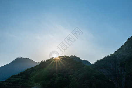 夜晚日落山脉风景高清图片