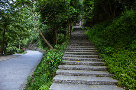 路上人头串动景区内清新自然山路和公路背景